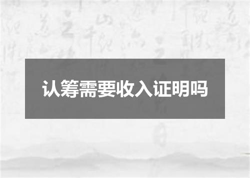 认筹需要收入证明吗