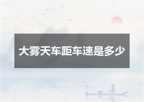 大雾天车距车速是多少