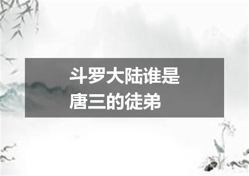 斗罗大陆谁是唐三的徒弟