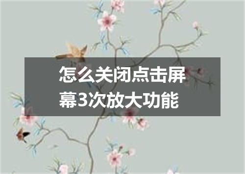 怎么关闭点击屏幕3次放大功能