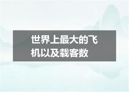 世界上最大的飞机以及载客数