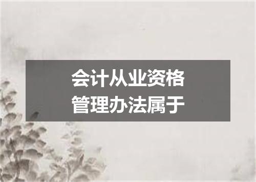 会计从业资格管理办法属于
