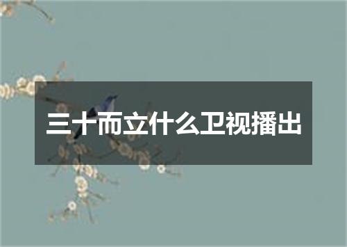 三十而立什么卫视播出