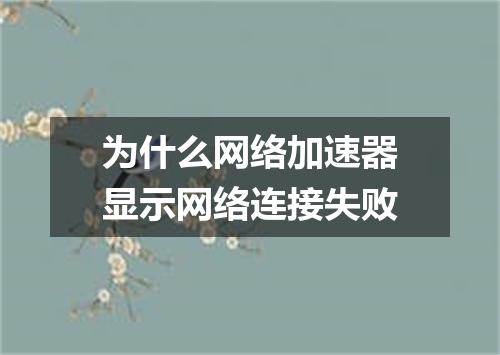 为什么网络加速器显示网络连接失败