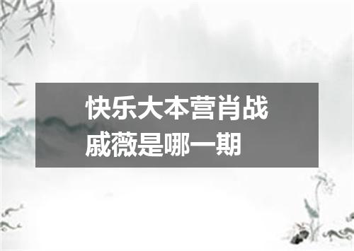 快乐大本营肖战戚薇是哪一期