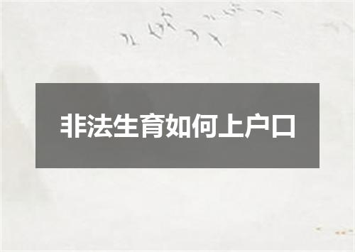 非法生育如何上户口