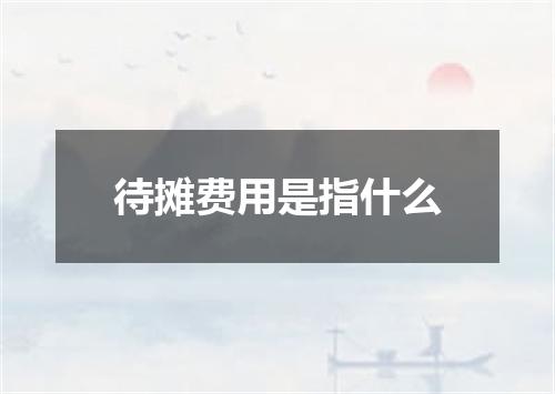待摊费用是指什么