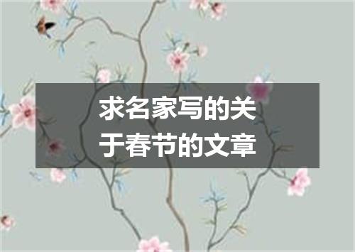 求名家写的关于春节的文章