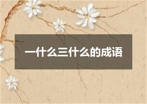 一什么三什么的成语