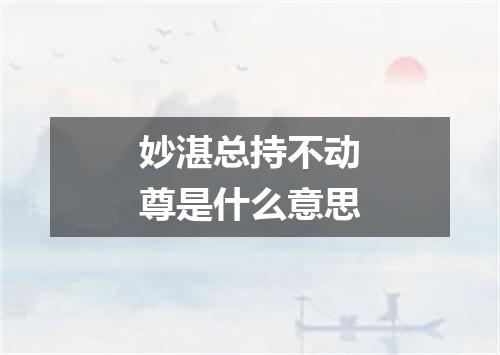 妙湛总持不动尊是什么意思