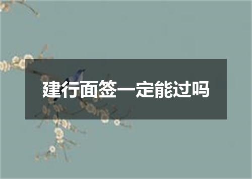 建行面签一定能过吗