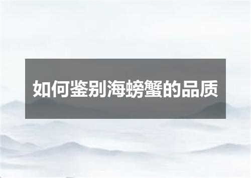 如何鉴别海螃蟹的品质