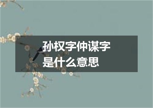 孙权字仲谋字是什么意思