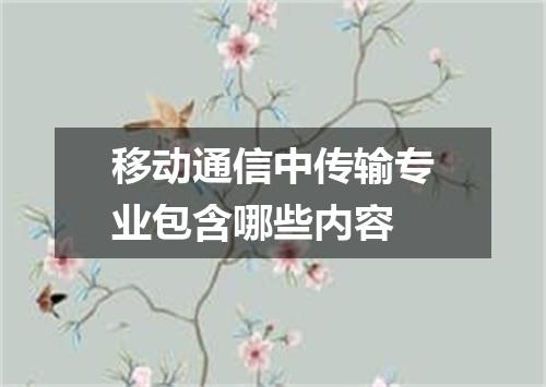移动通信中传输专业包含哪些内容