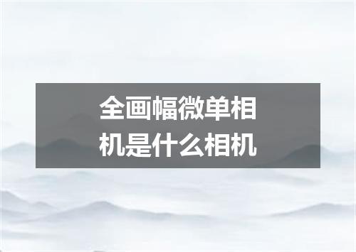 全画幅微单相机是什么相机