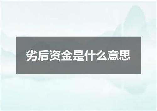 劣后资金是什么意思