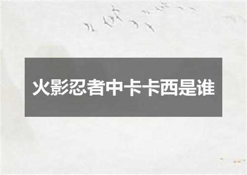 火影忍者中卡卡西是谁