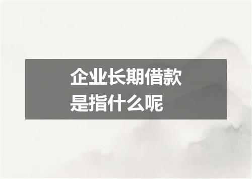 企业长期借款是指什么呢