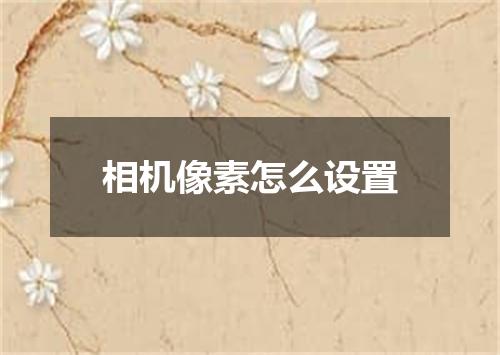 相机像素怎么设置