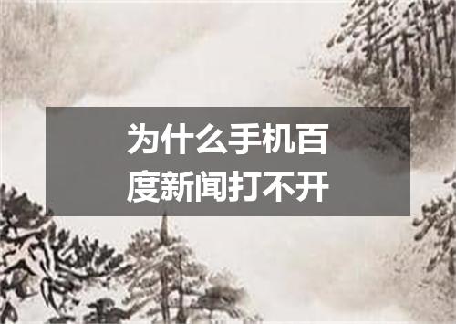 为什么手机百度新闻打不开
