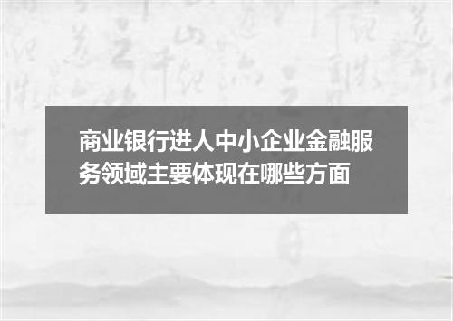 商业银行进人中小企业金融服务领域主要体现在哪些方面