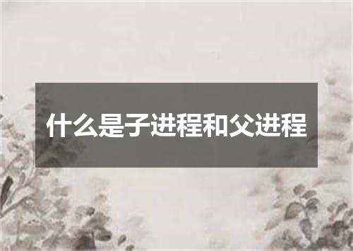 什么是子进程和父进程