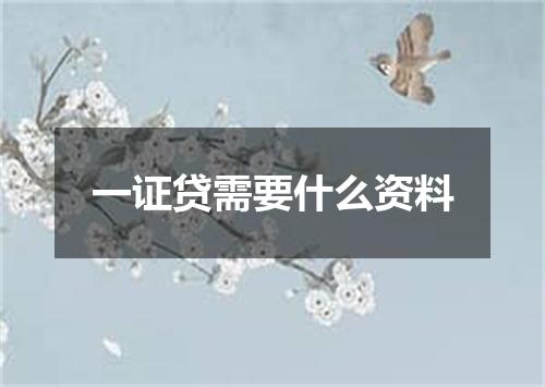 一证贷需要什么资料