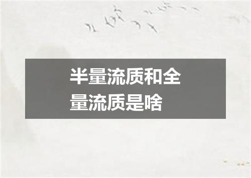 半量流质和全量流质是啥