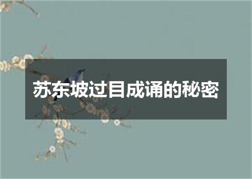 苏东坡过目成诵的秘密