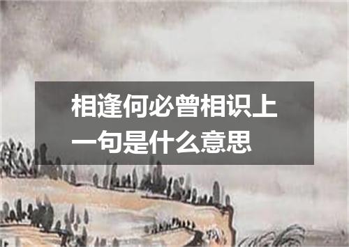 相逢何必曾相识上一句是什么意思