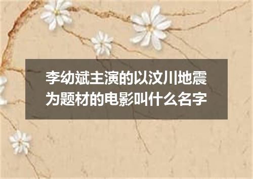 李幼斌主演的以汶川地震为题材的电影叫什么名字