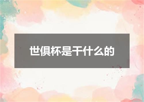 世俱杯是干什么的