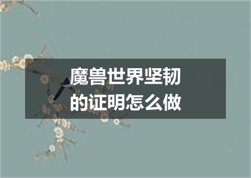 魔兽世界坚韧的证明怎么做