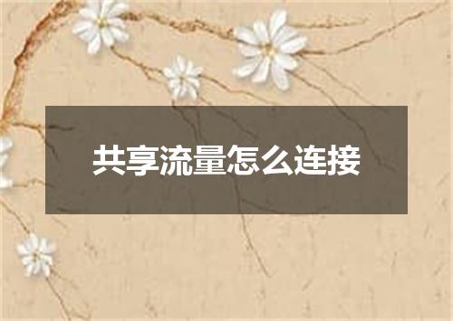 共享流量怎么连接