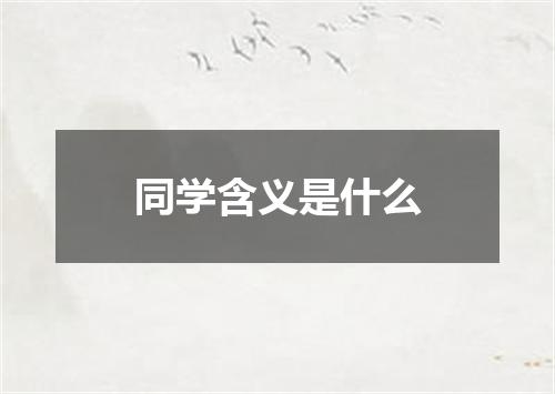 同学含义是什么