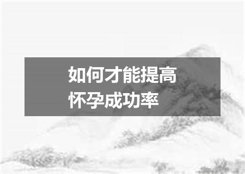 如何才能提高怀孕成功率