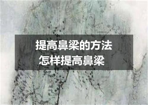 提高鼻梁的方法 怎样提高鼻梁