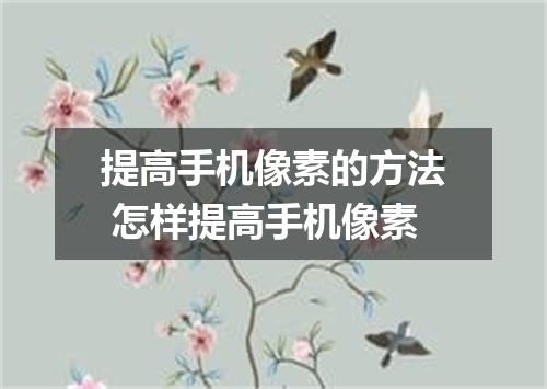 提高手机像素的方法 怎样提高手机像素