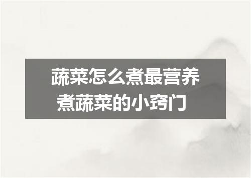 蔬菜怎么煮最营养 煮蔬菜的小窍门