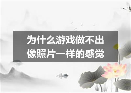 为什么游戏做不出像照片一样的感觉