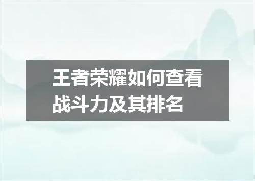 王者荣耀如何查看战斗力及其排名