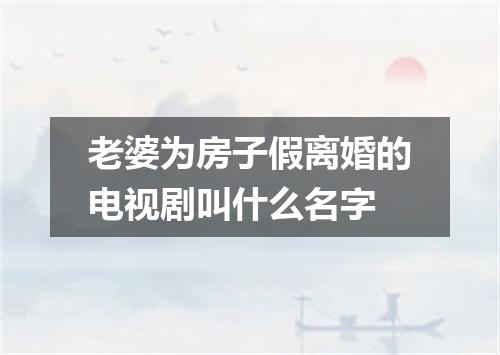 老婆为房子假离婚的电视剧叫什么名字