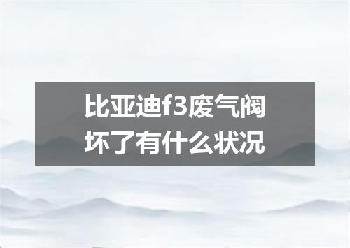 比亚迪f3废气阀坏了有什么状况