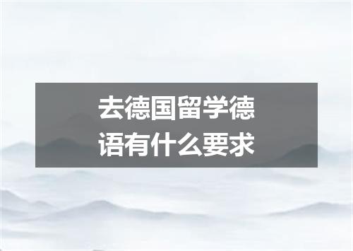 去德国留学德语有什么要求