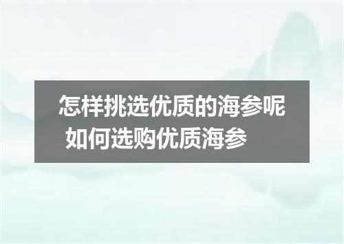 怎样挑选优质的海参呢 如何选购优质海参