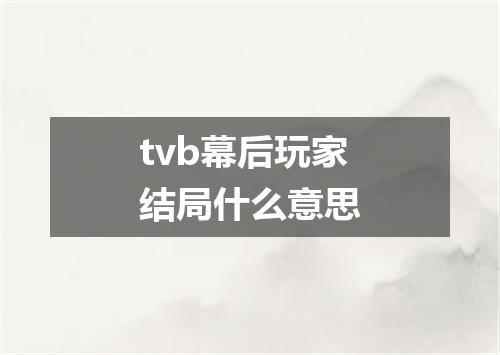 tvb幕后玩家结局什么意思
