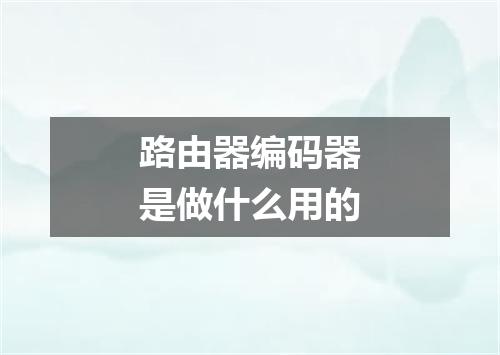 路由器编码器是做什么用的