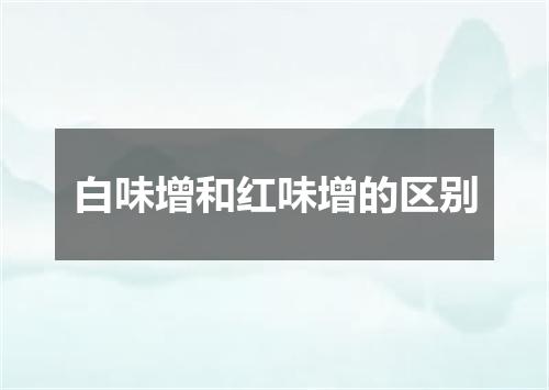 白味增和红味增的区别