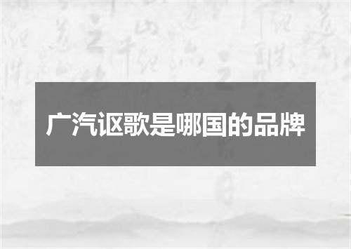 广汽讴歌是哪国的品牌