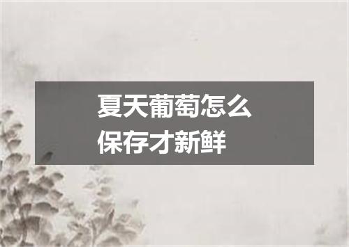 夏天葡萄怎么保存才新鲜